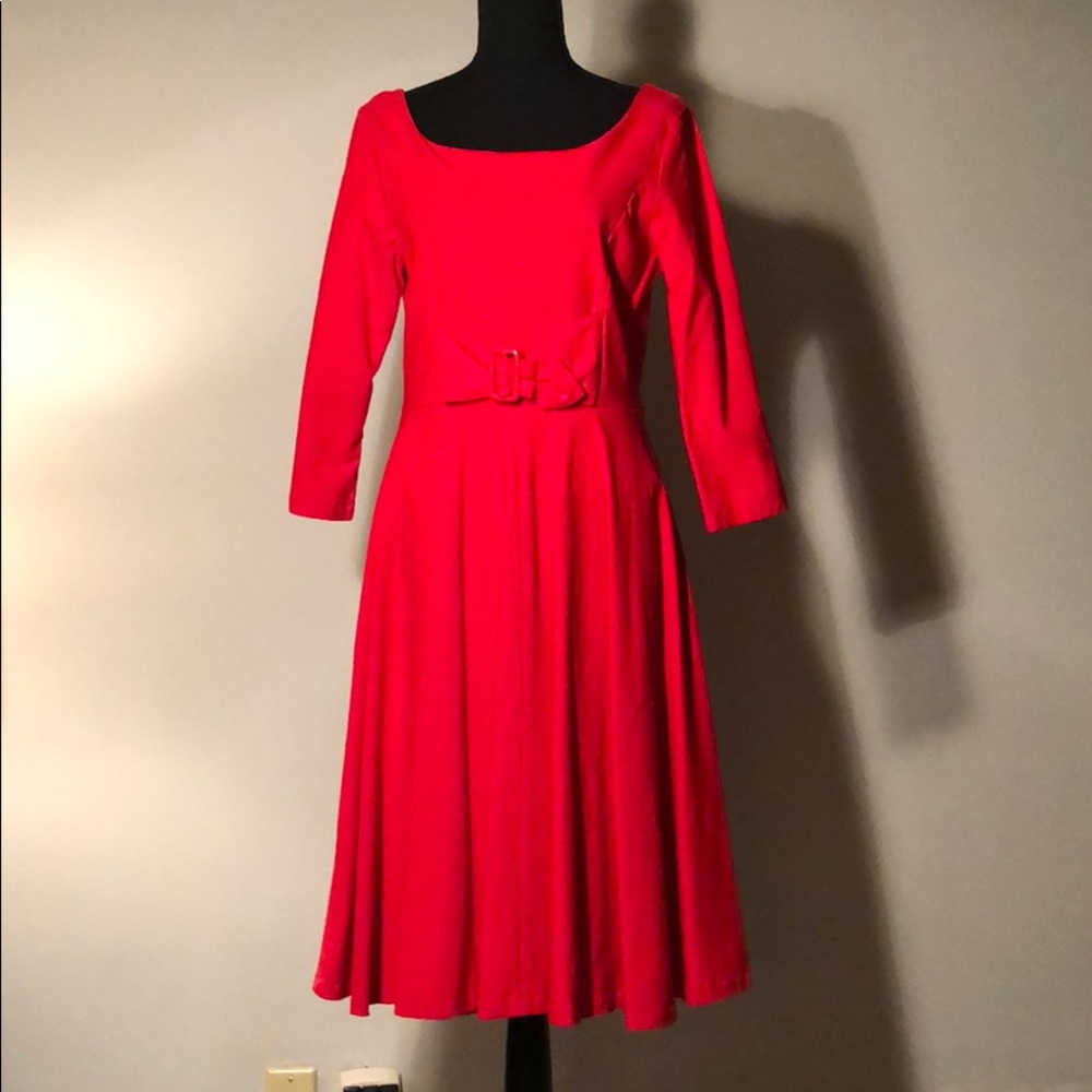 Muxxn XL Red Dress w/Attached Buckle Sash @ Waist